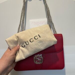 Gucci Red Dollar Calf Interlocking G Shoulder Bag
